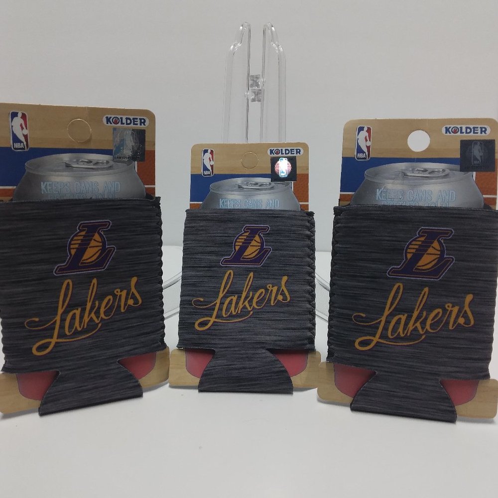 Kolder LA Lakers NBA Fan Beverage Insulator Can Holder Set‎ 3 New Grey Koozie